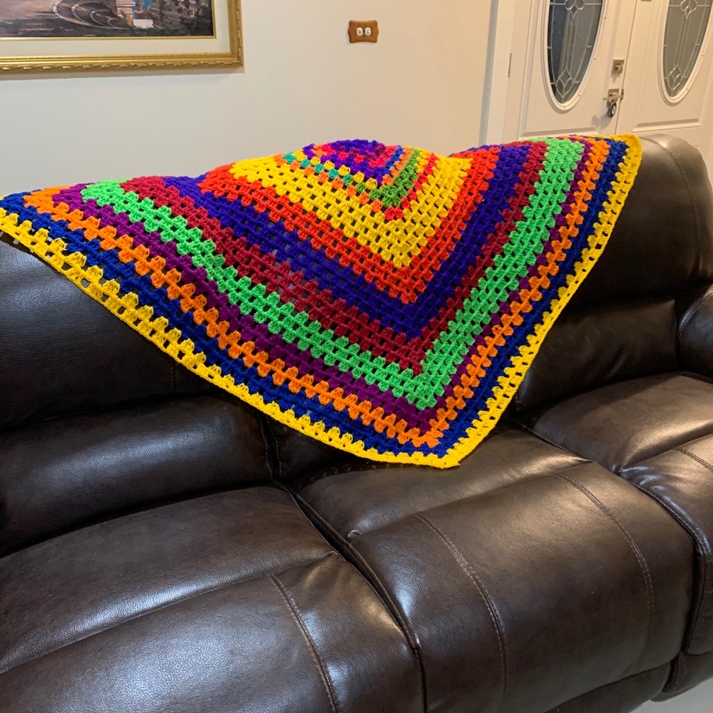 Kaleidoscope of colors crochet throw/quilt